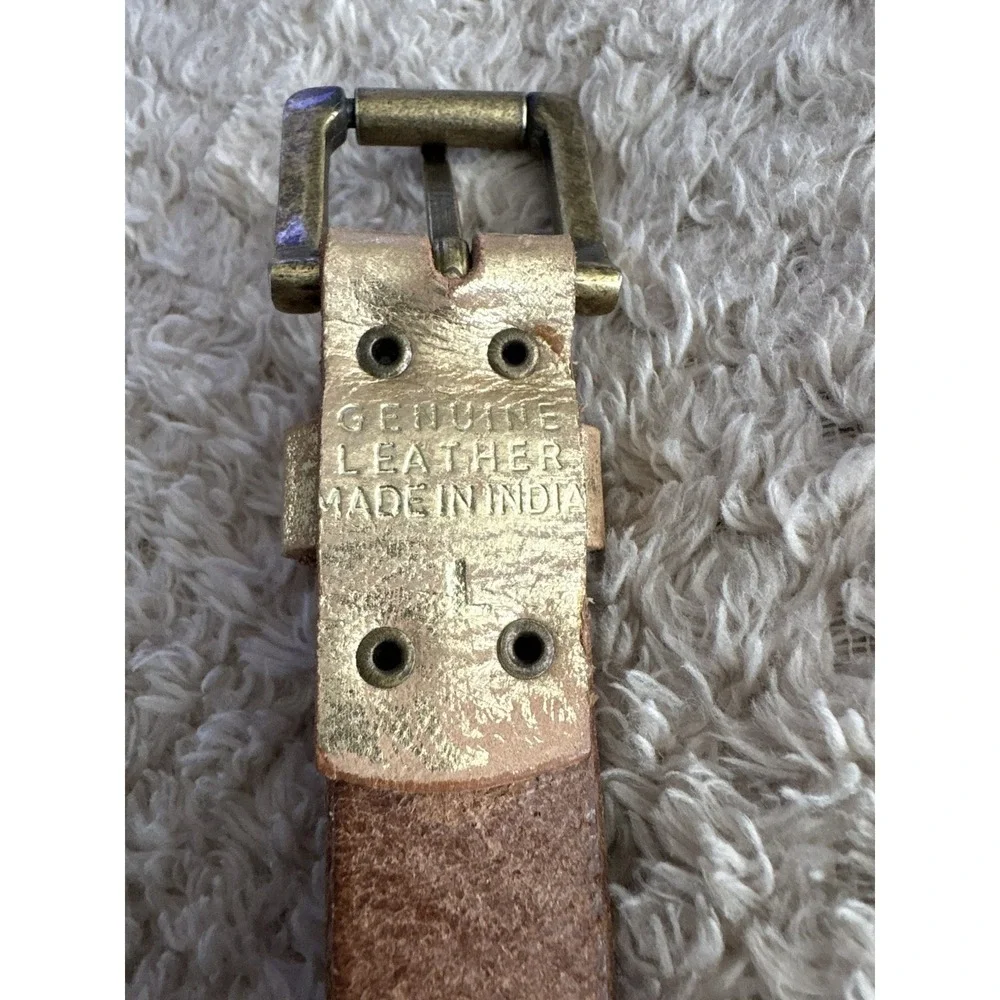 Calvin Klein Jeans Large Distressed Metallic Gold Brass Leather Belt Large VTG